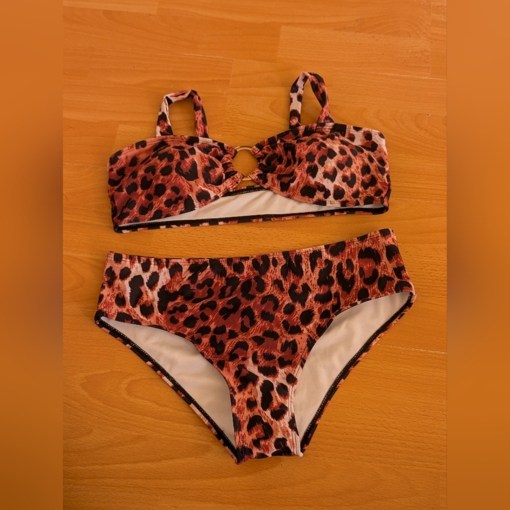 ROMWE Animal Print Bikini Leopard Print Size L